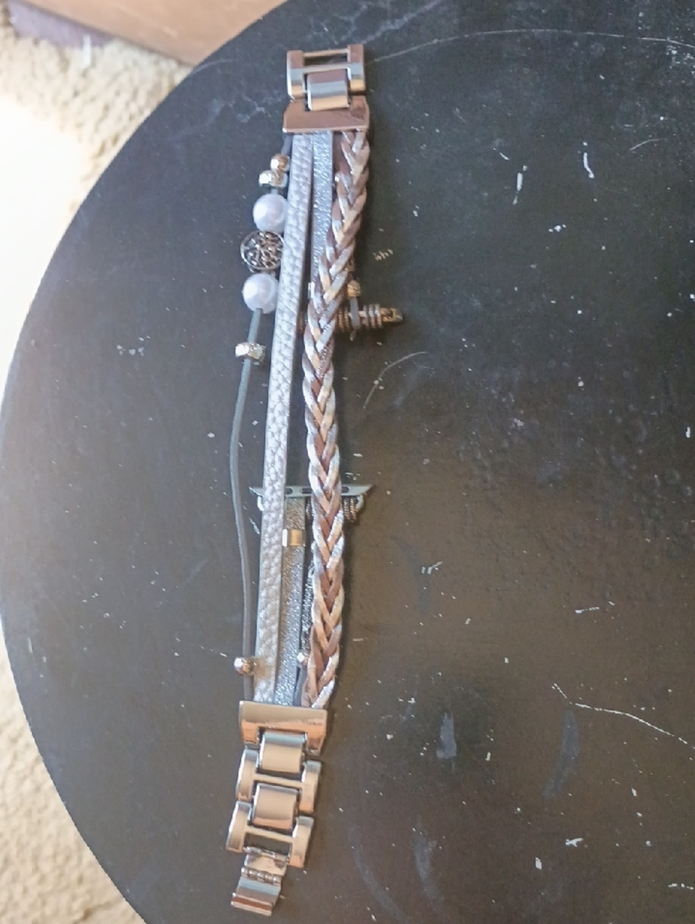 Western Multi-Strand Silver Braided Watch Band